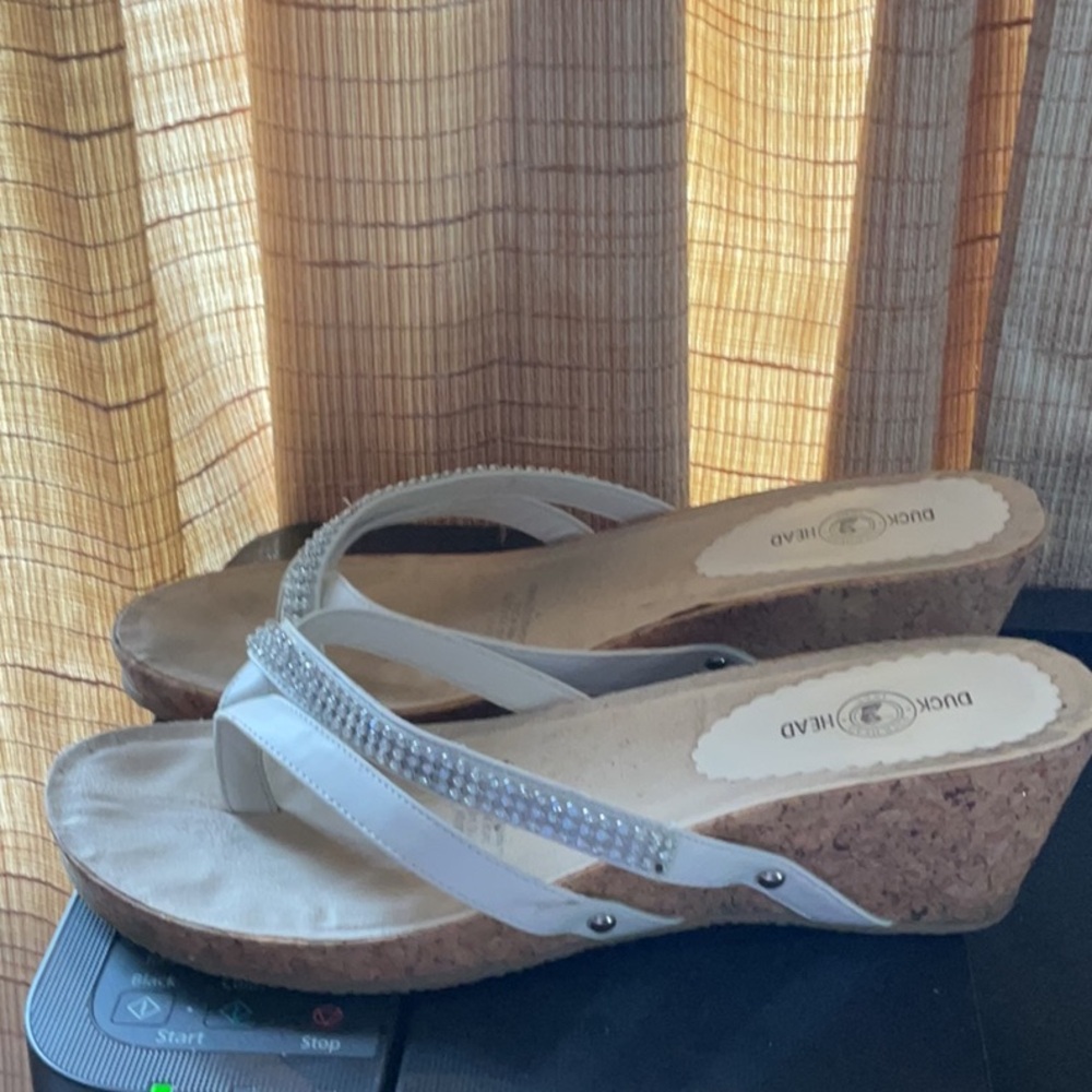 Duck Head White and Tan Wedge Shoes